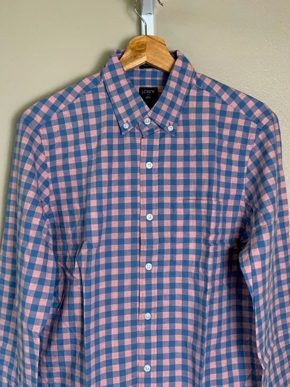 J. Crew Slim Heathered Cotton Gingham Button Down Oxford Shirt